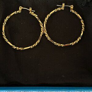 10K Over 925 Twisted Style Hoop Earrings - Brand New